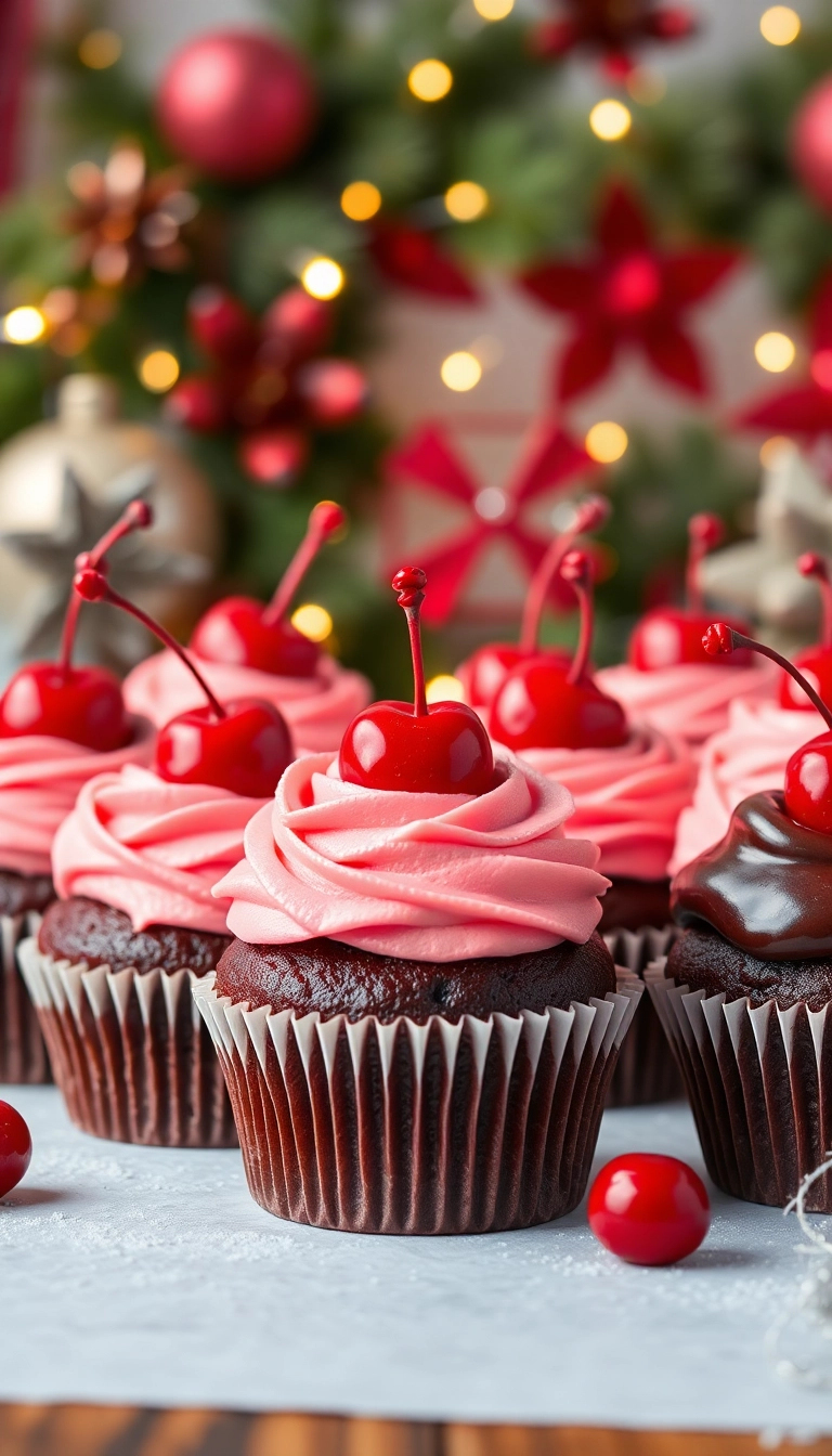 20 Unique Festive Cupcake Flavors That Will Make Your Christmas Extra Special! - 5. Chocolate Cherry Cheer