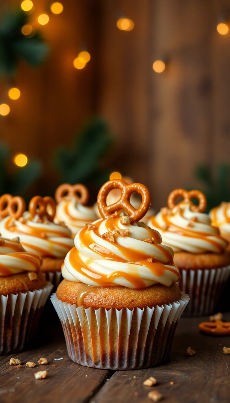 20 Unique Festive Cupcake Flavors That Will Make Your Christmas Extra Special! - 10. Salted Caramel Pretzel